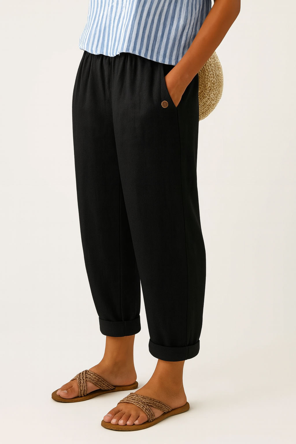 Women's Timeless Plain Trousers – Straight Leg Cotton Pants