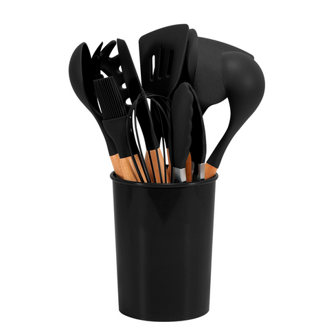 11-Piece Silicone Utensil Set with Storage Pot