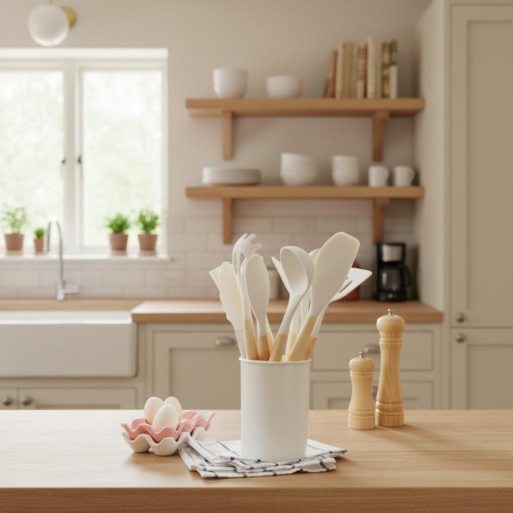 11-Piece Silicone Utensil Set with Storage Pot