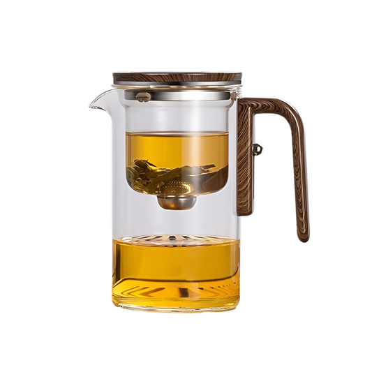 Glass Teapot with Wooden Handle – Tea Brewing & Serving