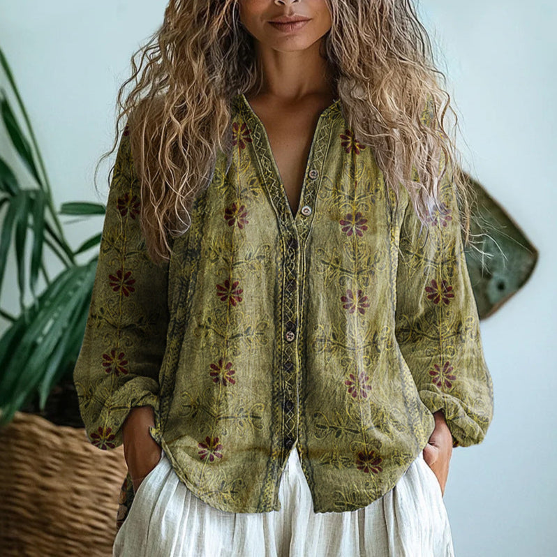 Women's Long-Sleeve Floral Blouse
