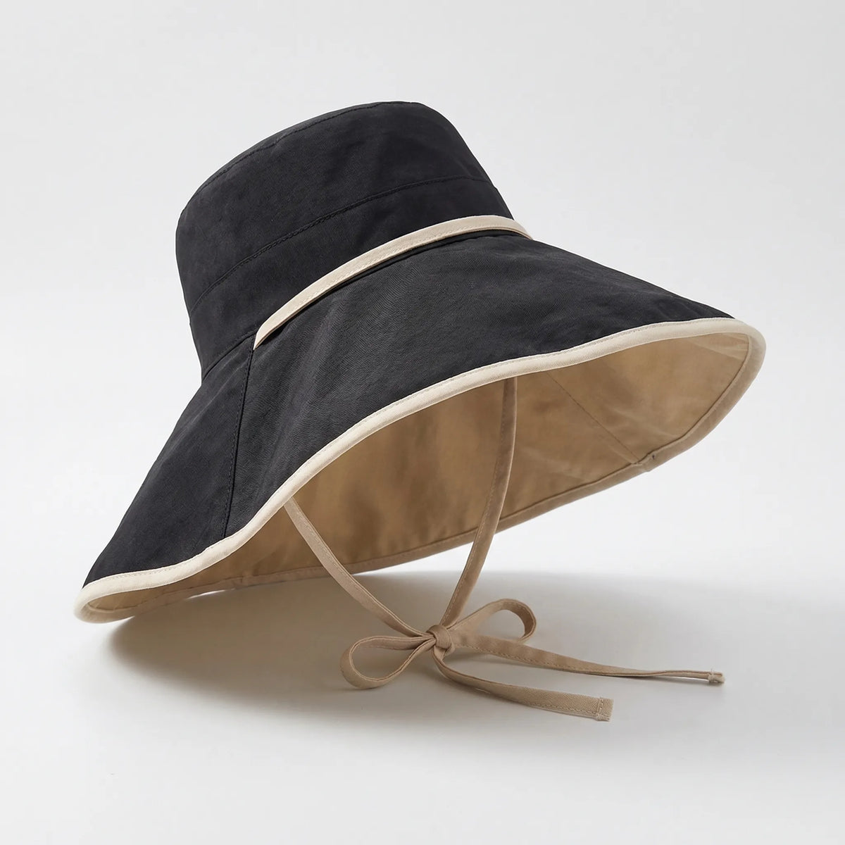 Foldable Wide Brim Sun Hat with Chin Strap