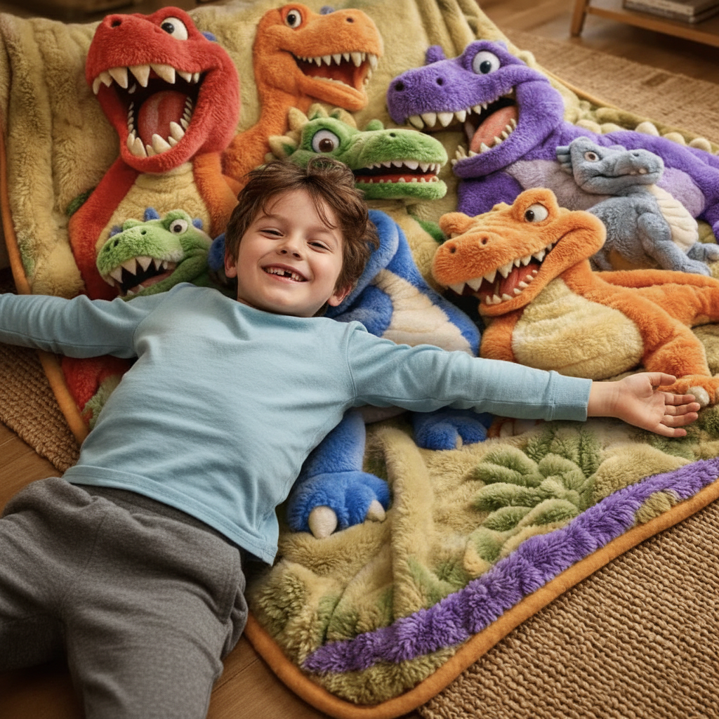Dinosaur Print Plush Blanket in Multiple Sizes