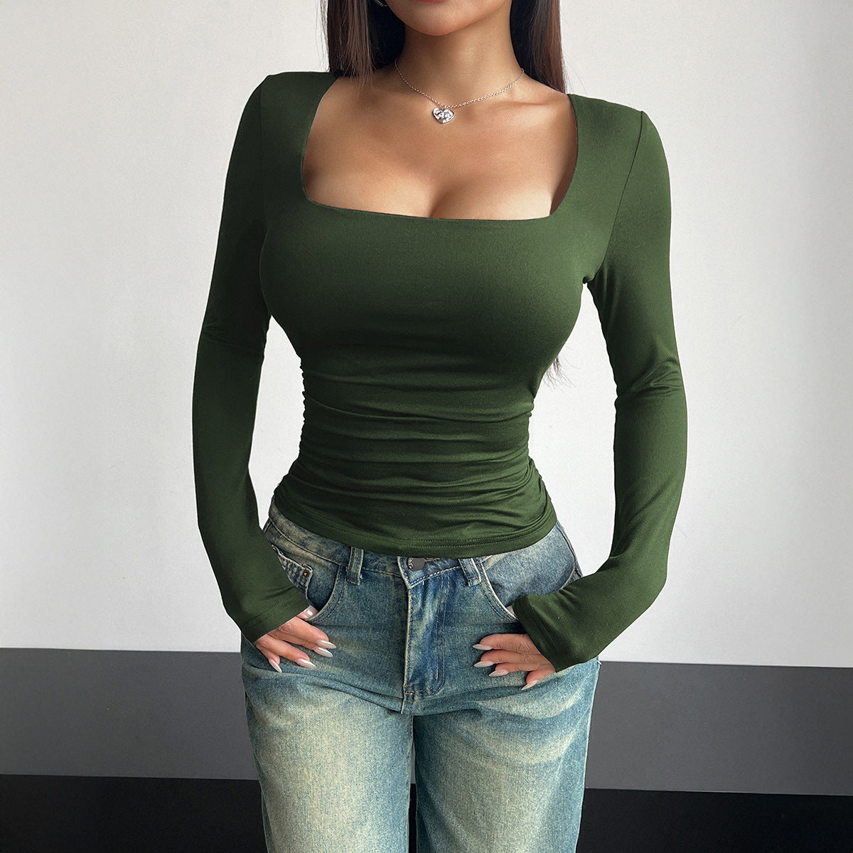 Women's Sculpting Square-Neck Long-Sleeve Top