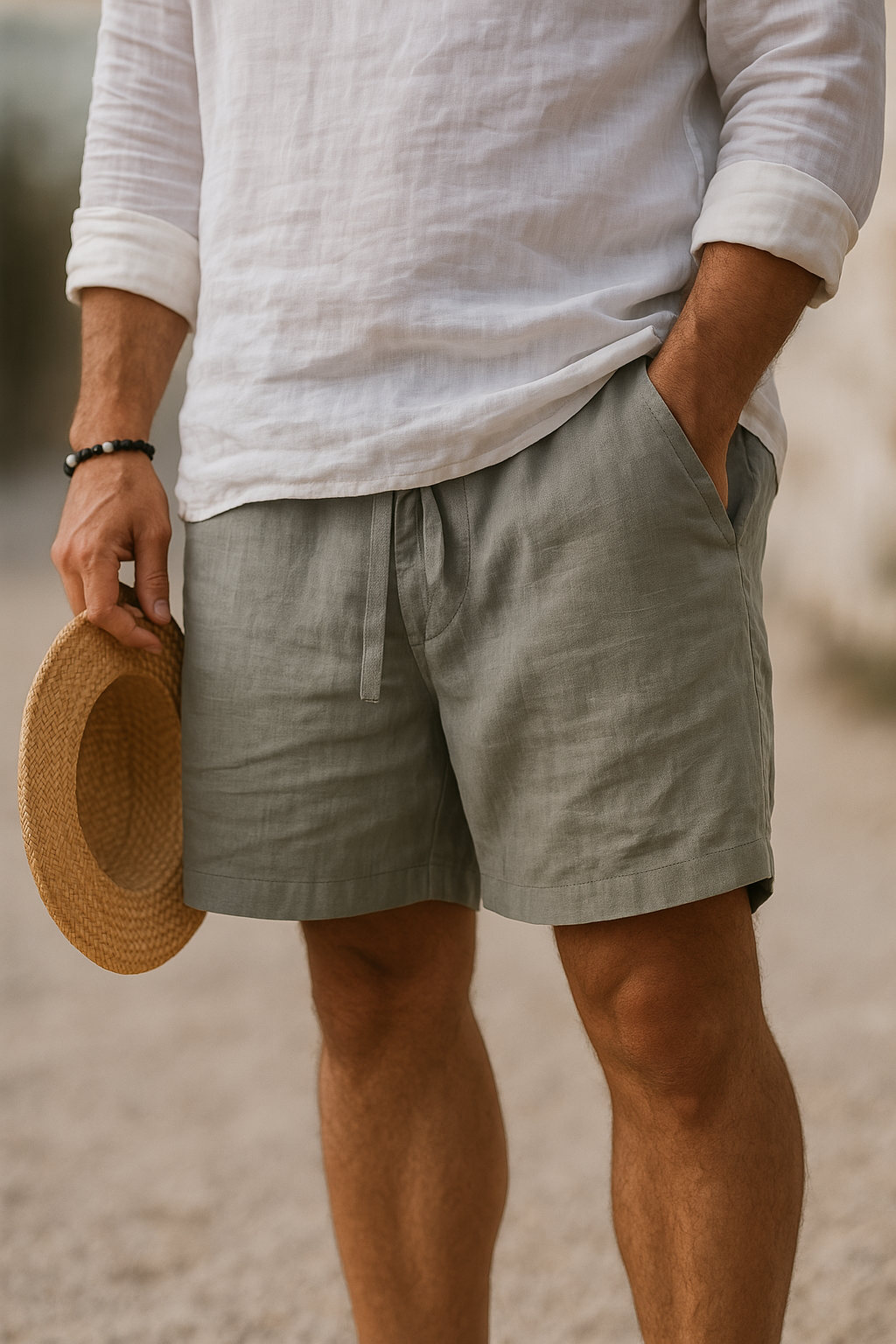 Men's Lightweight Cotton-Linen Blend Shorts