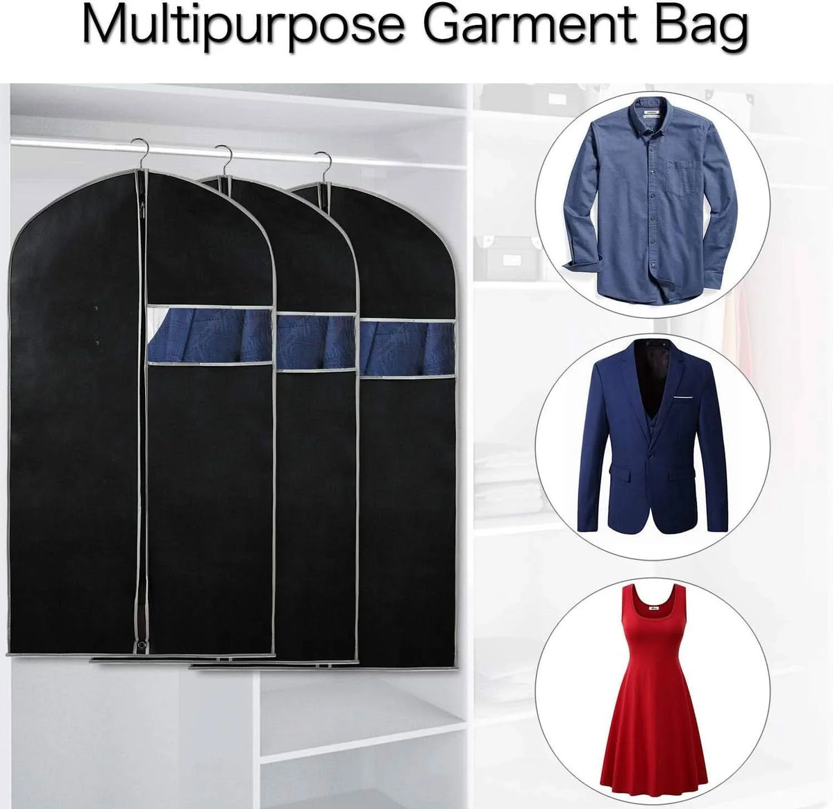 10-Pack Garment Storage Covers – Clear Viewing Window