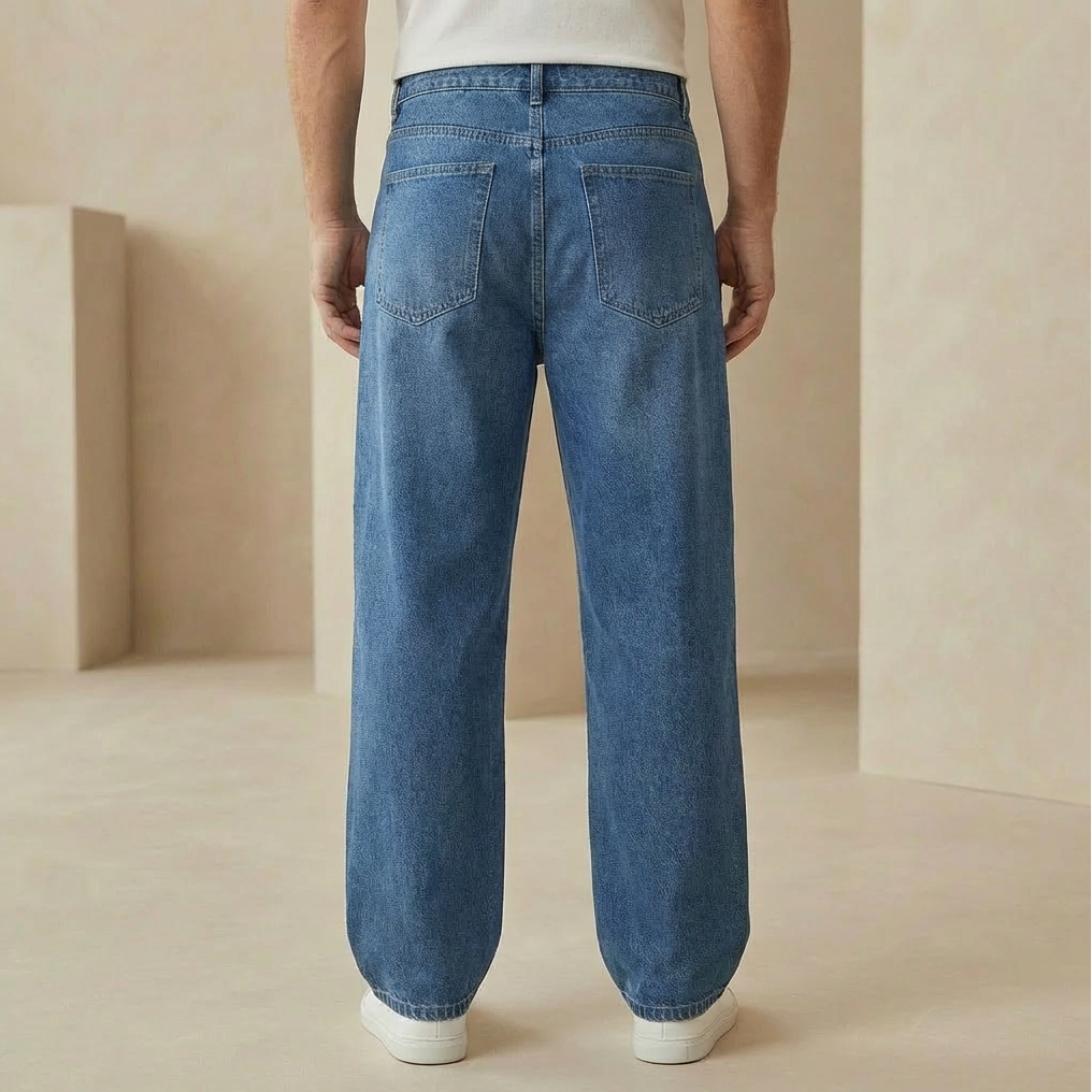 Men's Straight Leg Denim Jeans – Classic Regular Fit Cotton Denim