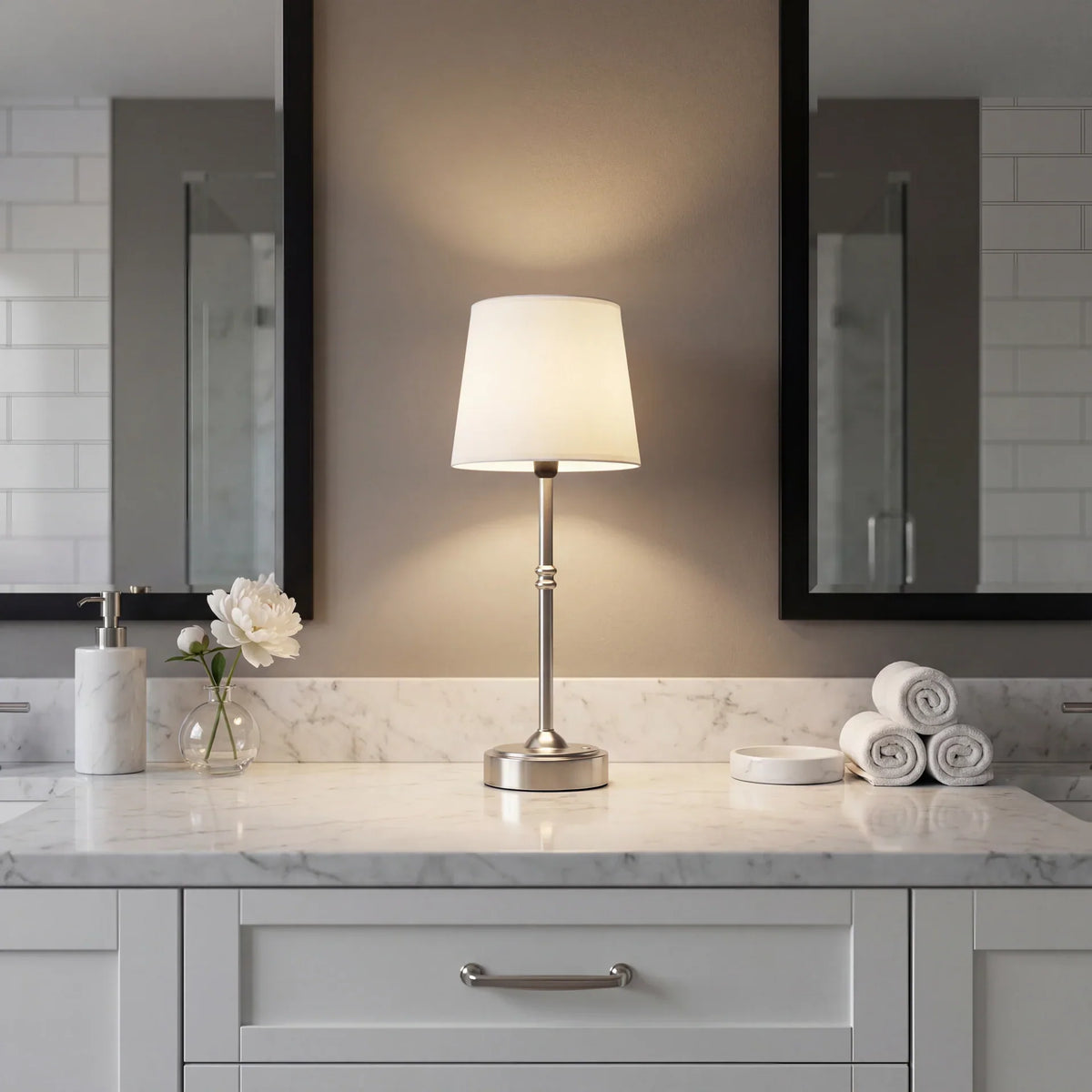 Cordless Fabric-Shade LED Table Lamp