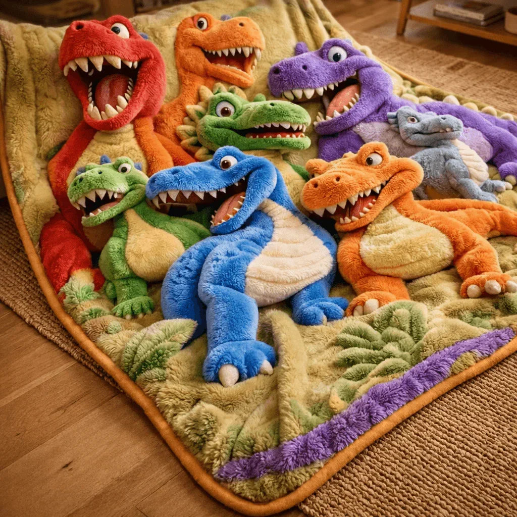 Dinosaur Print Plush Blanket in Multiple Sizes