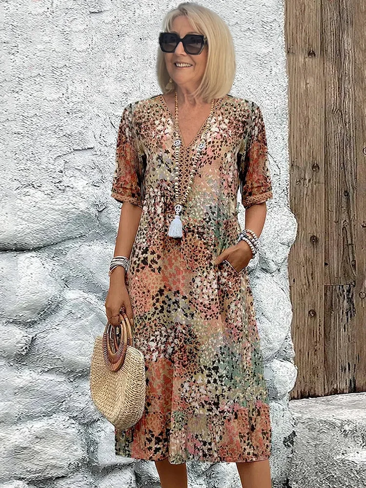 Women’s Vibrant Pattern Midi Dress