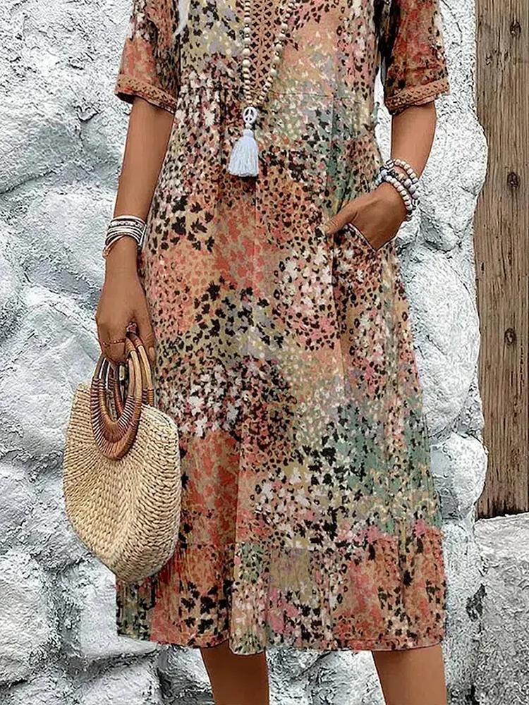 Women’s Vibrant Pattern Midi Dress