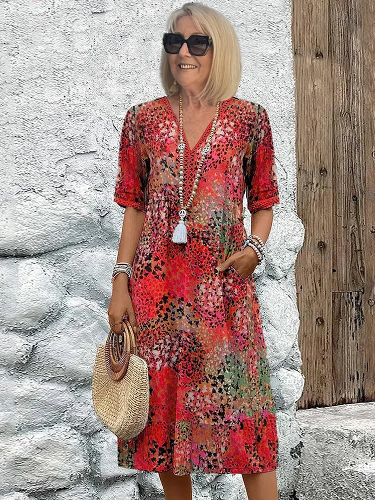 Women’s Vibrant Pattern Midi Dress