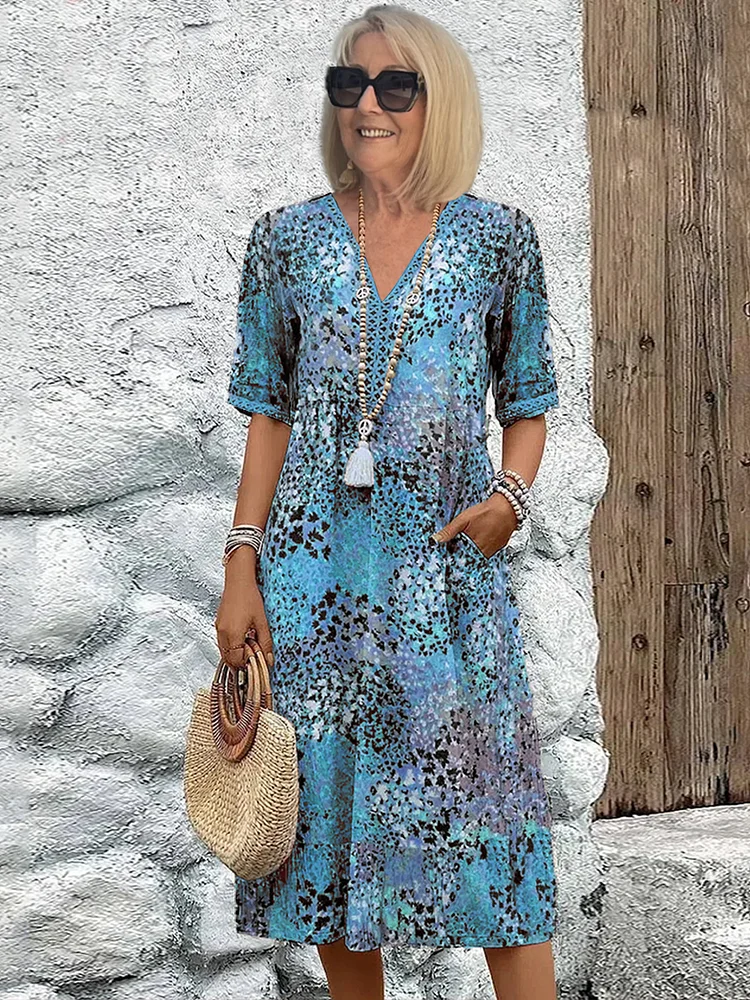 Women’s Vibrant Pattern Midi Dress