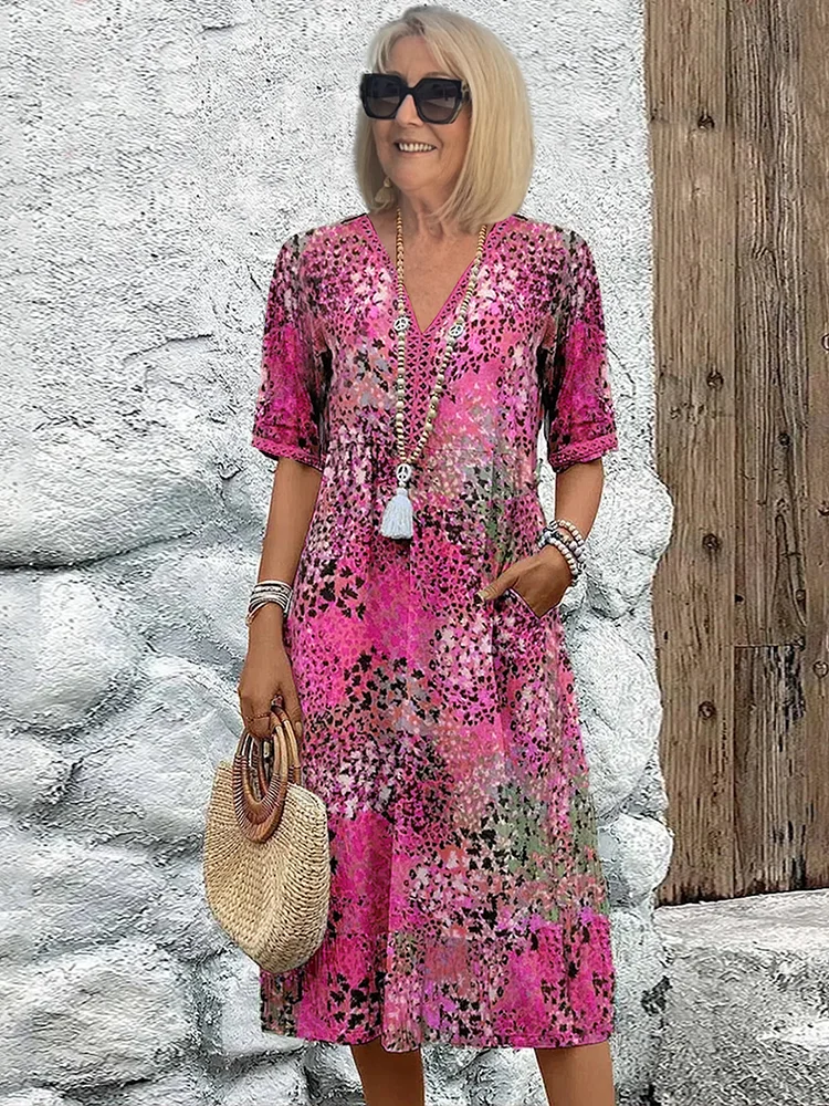 Women’s Vibrant Pattern Midi Dress