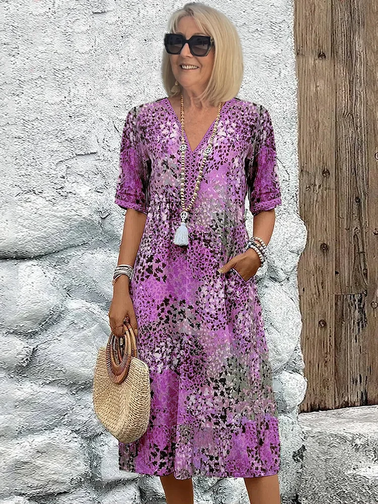 Women’s Vibrant Pattern Midi Dress