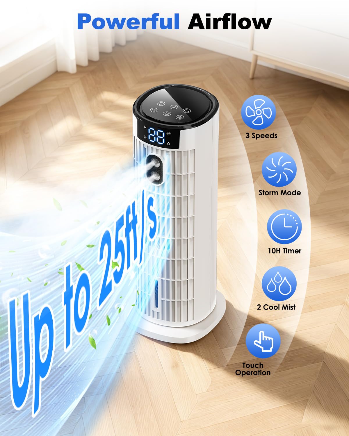 Portable 4-in-1 Evaporative Room Cooler – Silent Air Circulator Humidifier with Remote Control