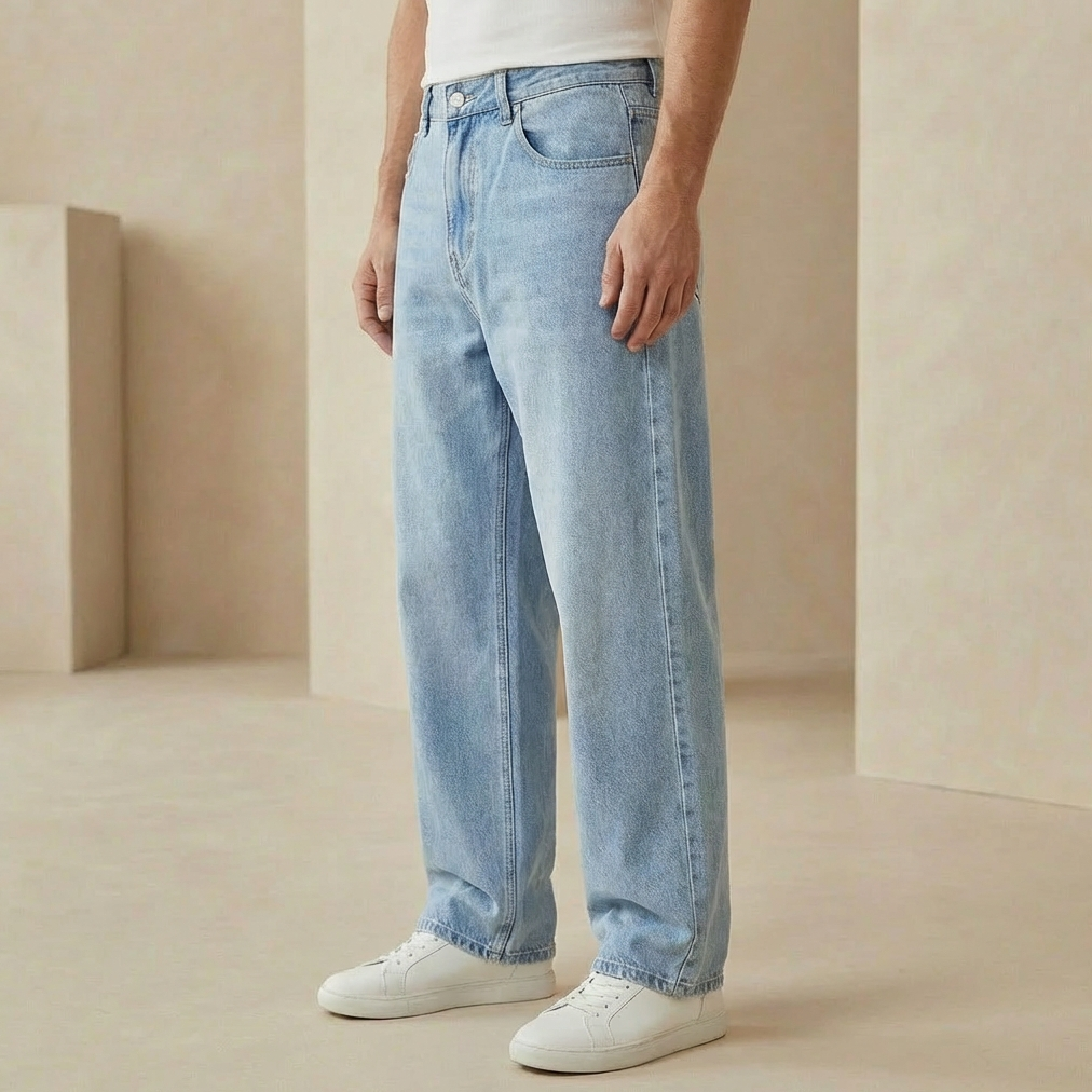 Men's Straight Leg Denim Jeans – Classic Regular Fit Cotton Denim
