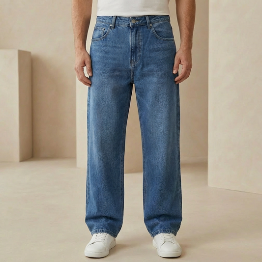 Men's Straight Leg Denim Jeans – Classic Regular Fit Cotton Denim