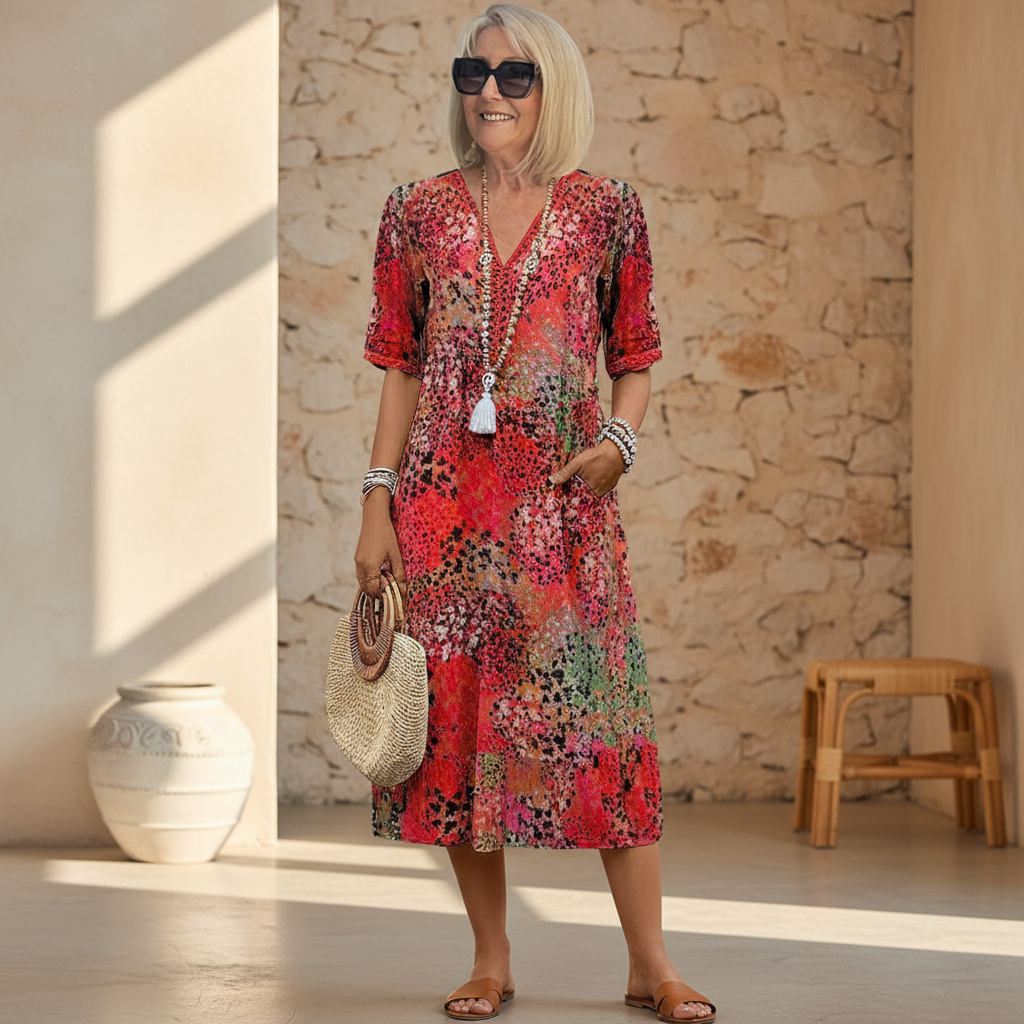 Women’s Vibrant Pattern Midi Dress