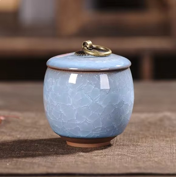 Ceramic Pet Memorial Urn – Secure Lid Small Keepsake Ashes Vase