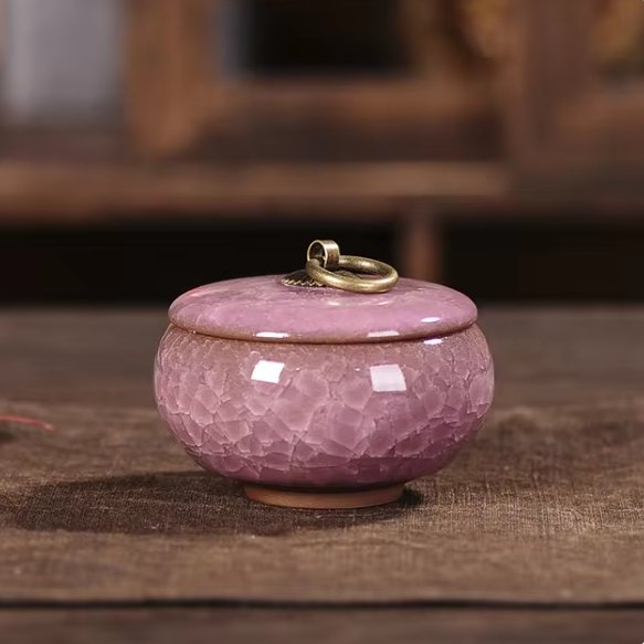 Ceramic Pet Memorial Urn – Secure Lid Small Keepsake Ashes Vase