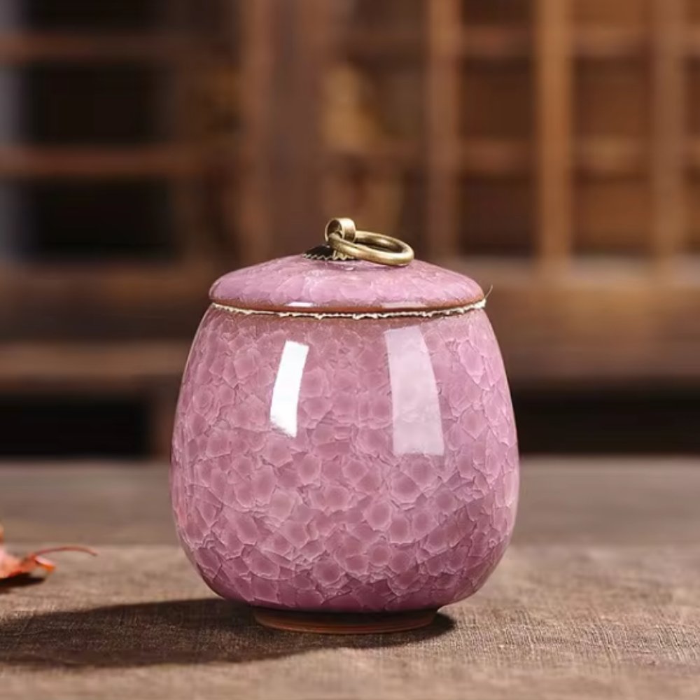 Ceramic Pet Memorial Urn – Secure Lid Small Keepsake Ashes Vase
