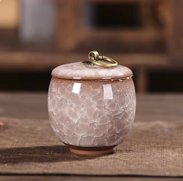 Ceramic Pet Memorial Urn – Secure Lid Small Keepsake Ashes Vase