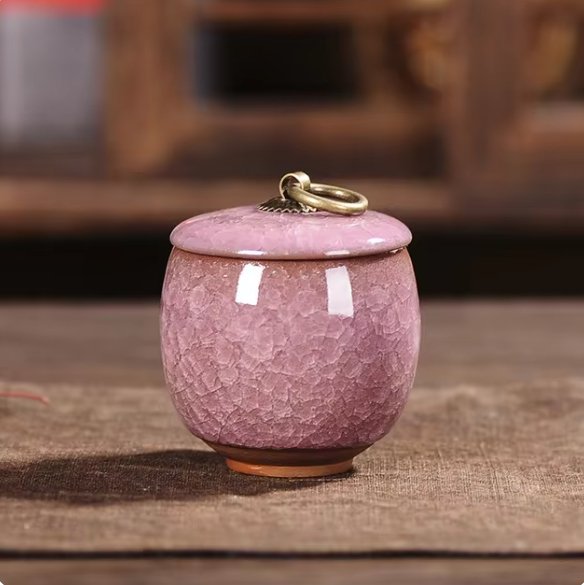 Ceramic Pet Memorial Urn – Secure Lid Small Keepsake Ashes Vase