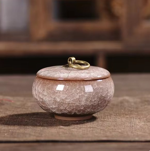 Ceramic Pet Memorial Urn – Secure Lid Small Keepsake Ashes Vase