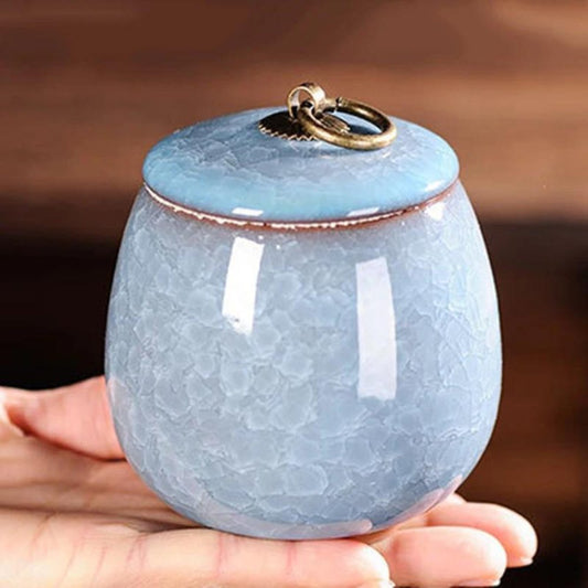 Ceramic Pet Memorial Urn – Secure Lid Small Keepsake Ashes Vase