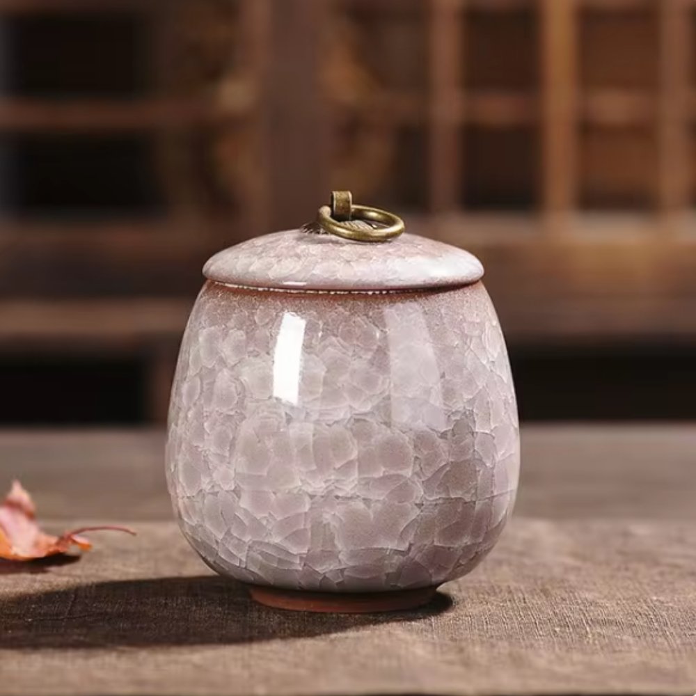 Ceramic Pet Memorial Urn – Secure Lid Small Keepsake Ashes Vase
