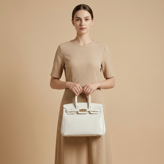Women’s Structured Tote Handbag with Triple Compartments