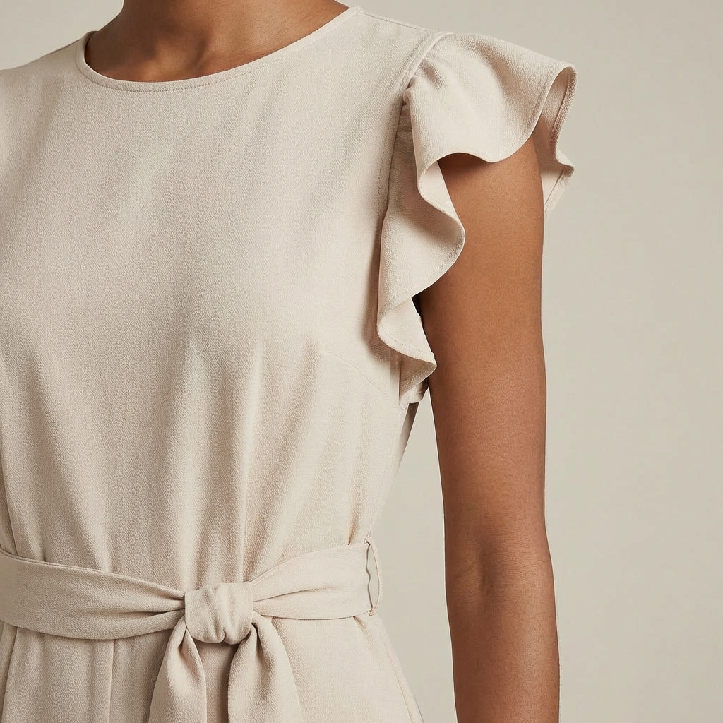 Women’s Elegant Ruffle Sleeve Jumpsuit – Wide-Leg Belted Evening Romper
