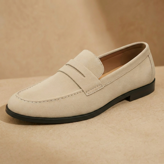 Men’s Suede Penny Loafers – Classic Smart Casual Slip-On Shoes