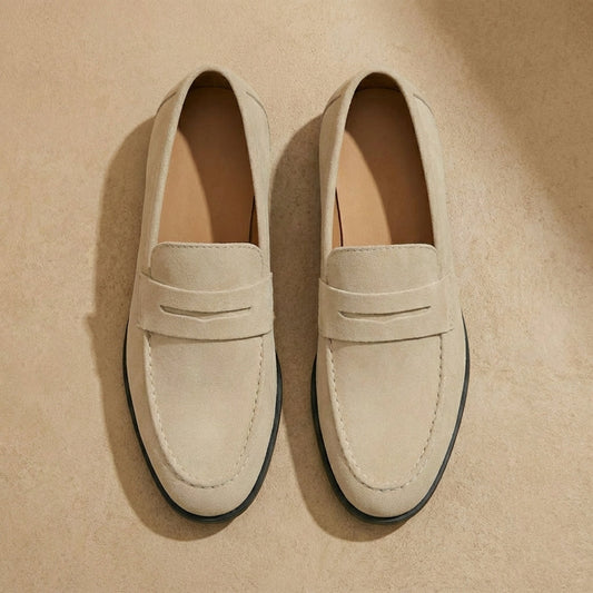 Men’s Suede Penny Loafers – Classic Smart Casual Slip-On Shoes