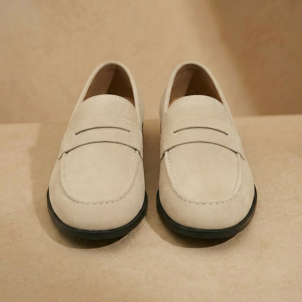 Men’s Suede Penny Loafers – Classic Smart Casual Slip-On Shoes