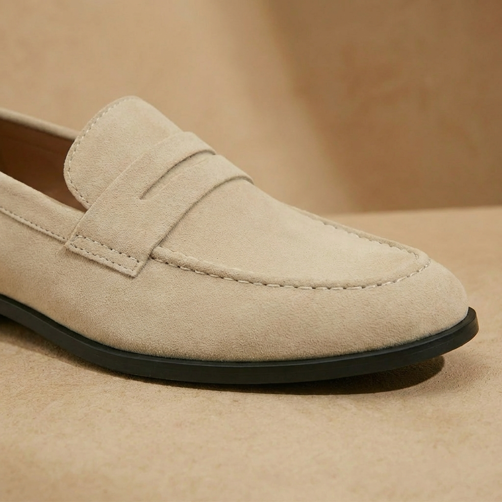 Men’s Suede Penny Loafers – Classic Smart Casual Slip-On Shoes