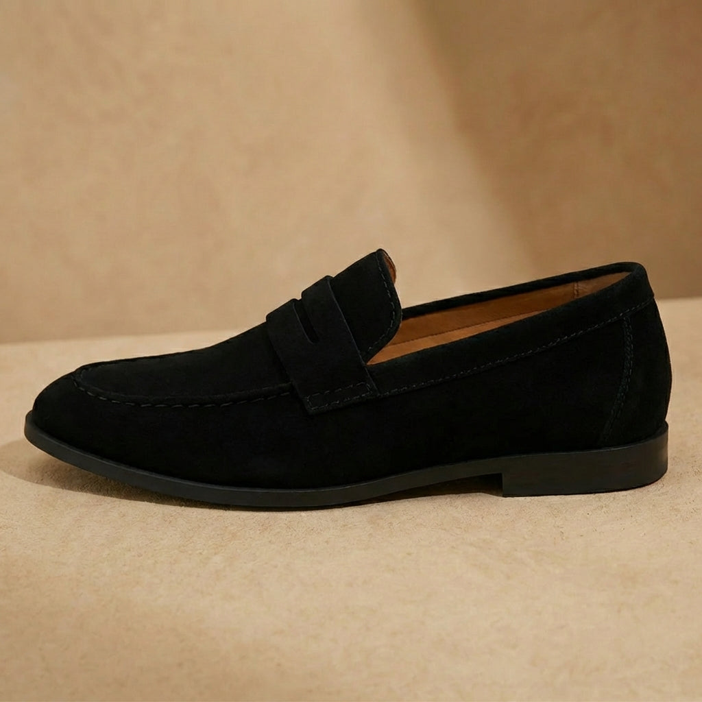 Men’s Suede Penny Loafers – Classic Smart Casual Slip-On Shoes
