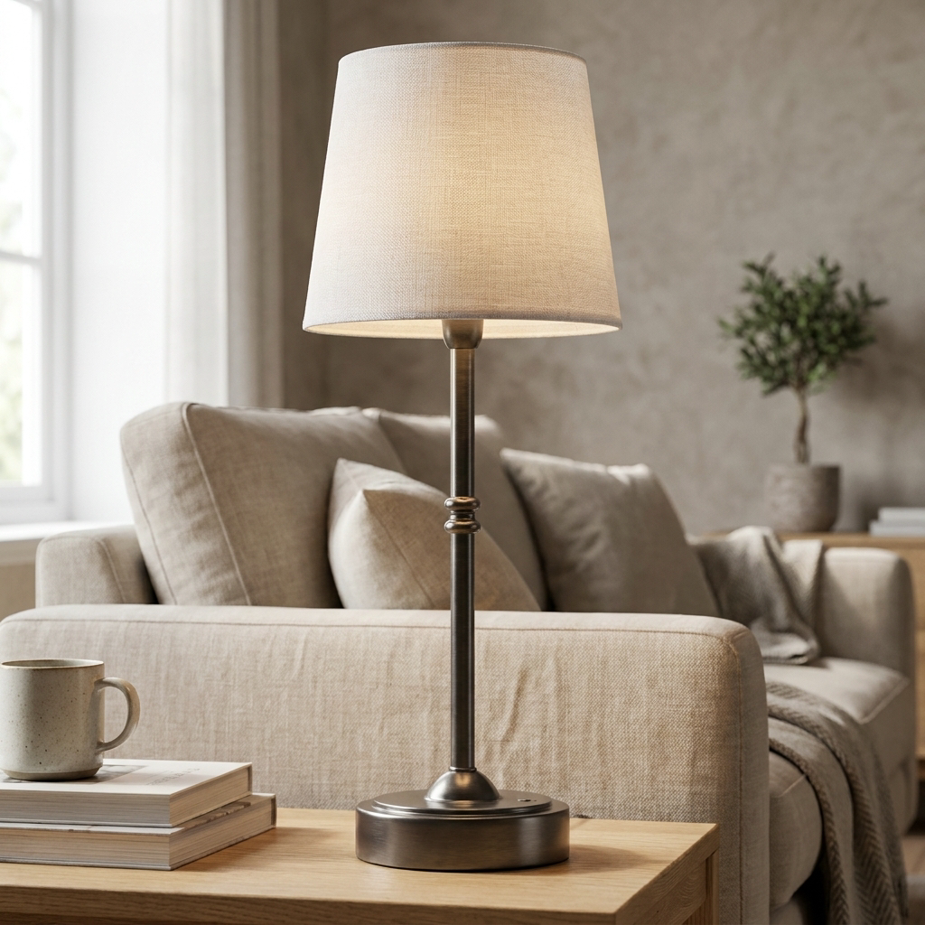 Cordless Fabric-Shade LED Table Lamp