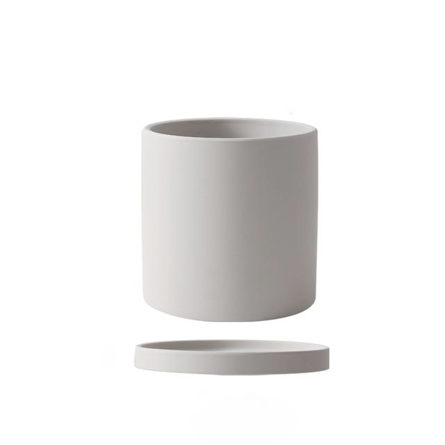 Ceramic Plant Pot with Saucer and Drainage Hole