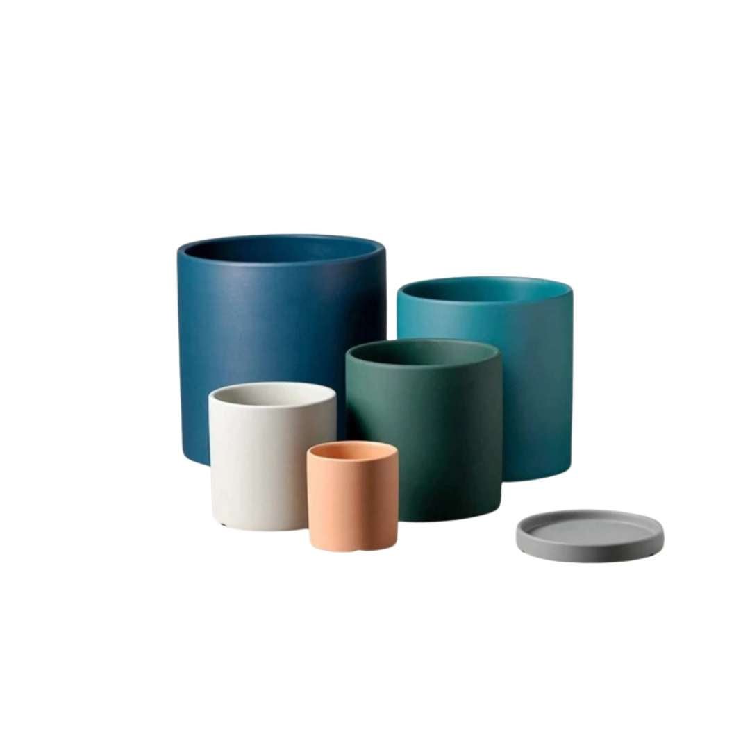 Ceramic Plant Pot with Saucer and Drainage Hole