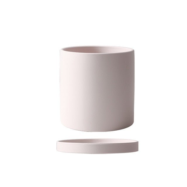 Ceramic Plant Pot with Saucer and Drainage Hole