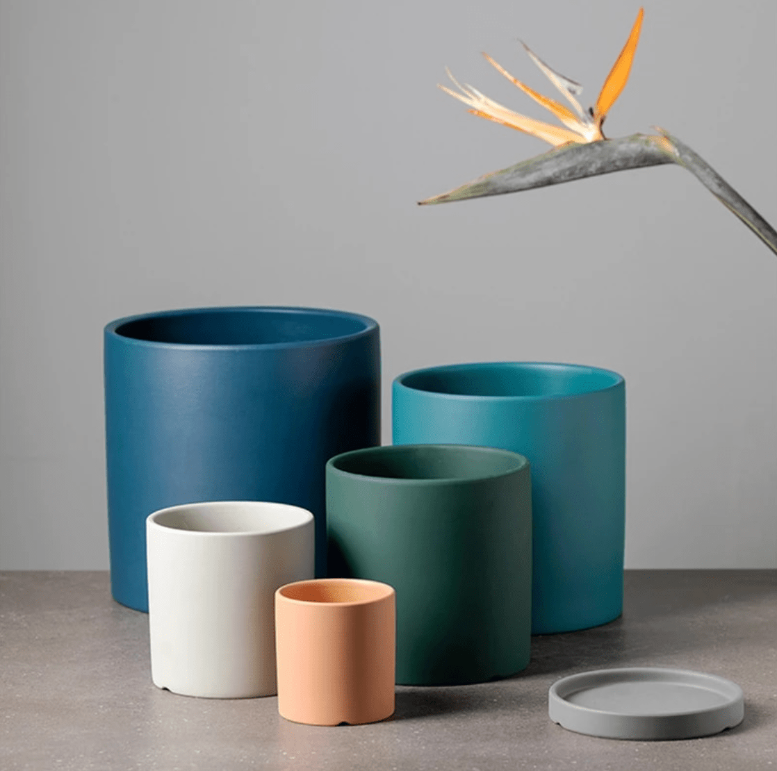 Ceramic Plant Pot with Saucer and Drainage Hole