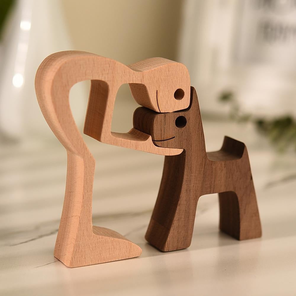Wooden Dog Sculpture