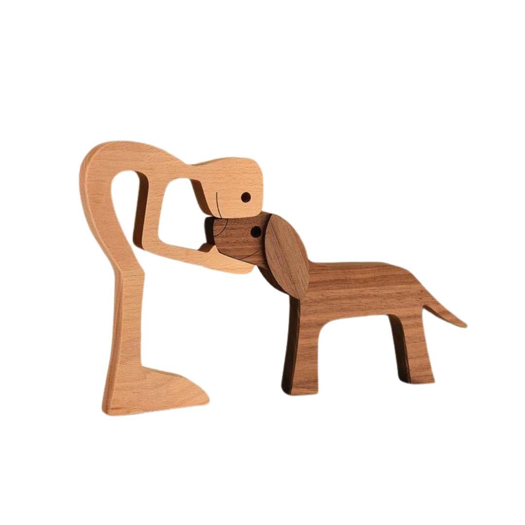 Wooden Dog Sculpture