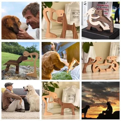 Wooden Dog Sculpture