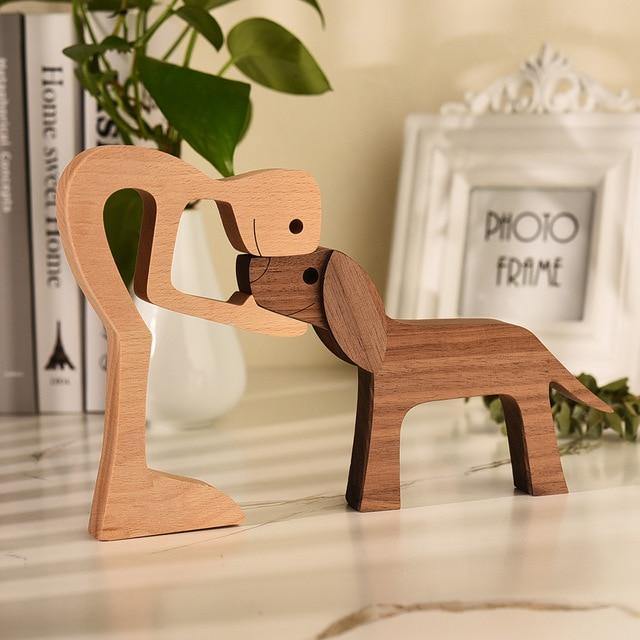 Wooden Dog Sculpture