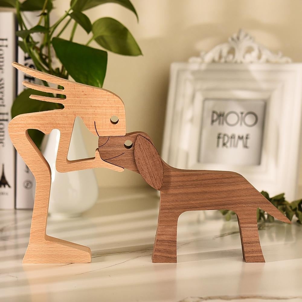 Wooden Dog Sculpture