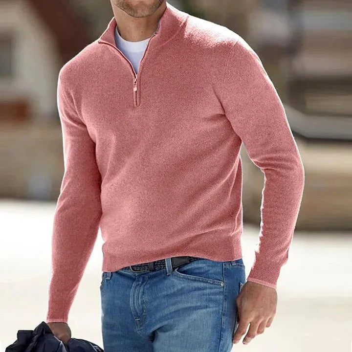 Men's Zip-Neck Casual Jumper