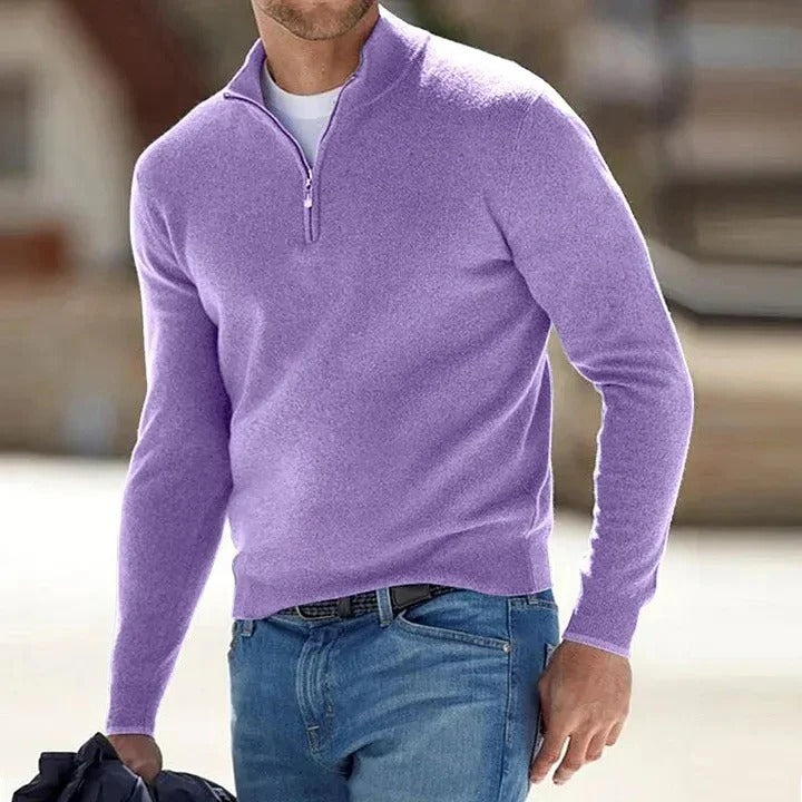Men's Zip-Neck Casual Jumper